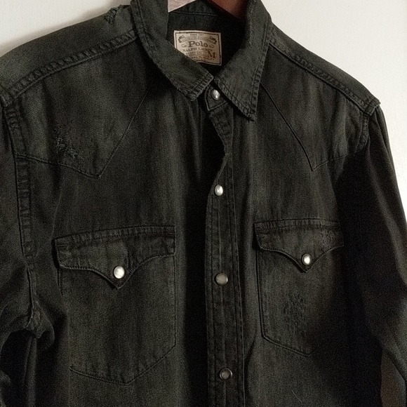ralph lauren denim western shirt